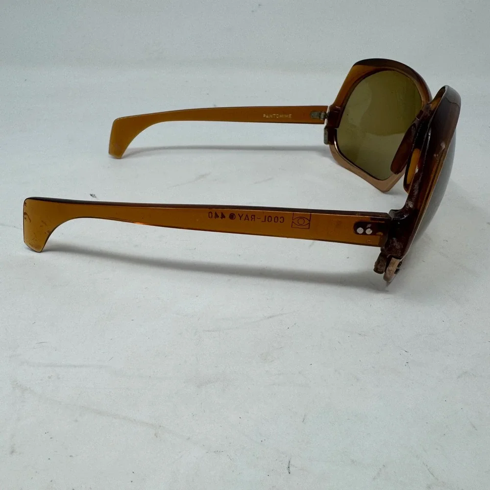 Vtg Cool-Ray 440 Pantomime Sunglasses Oversized Amber Gold 70s Retro Frames Only